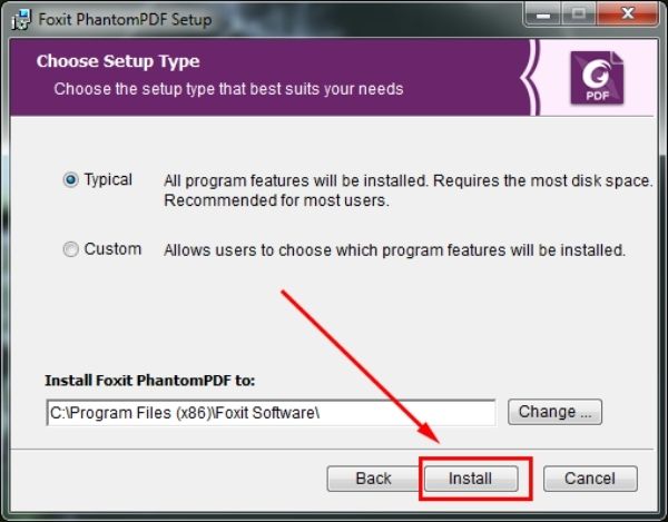 Nhấn install để cài đặt phần mềm