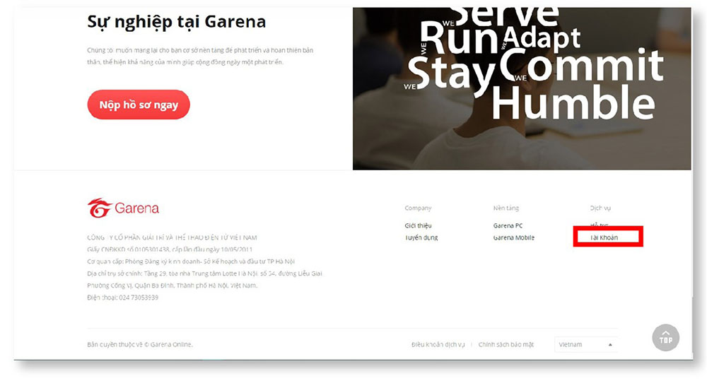 Cách đổi mật khẩu Garena trên web