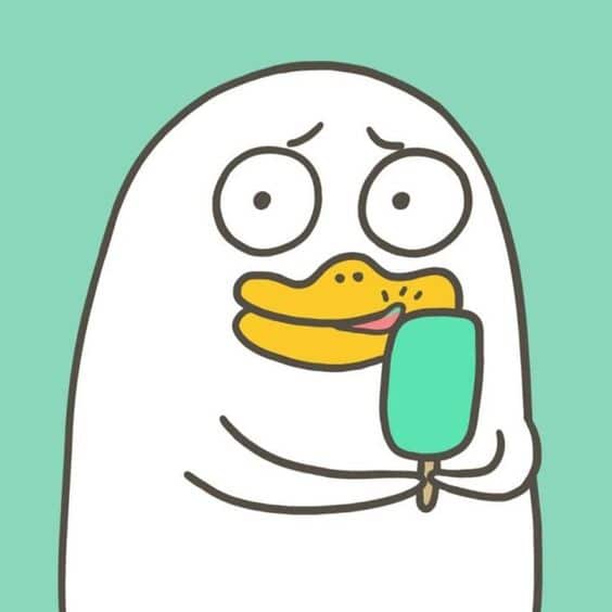 Tải avatar cute ảnh con vịt vàng ăn kem
